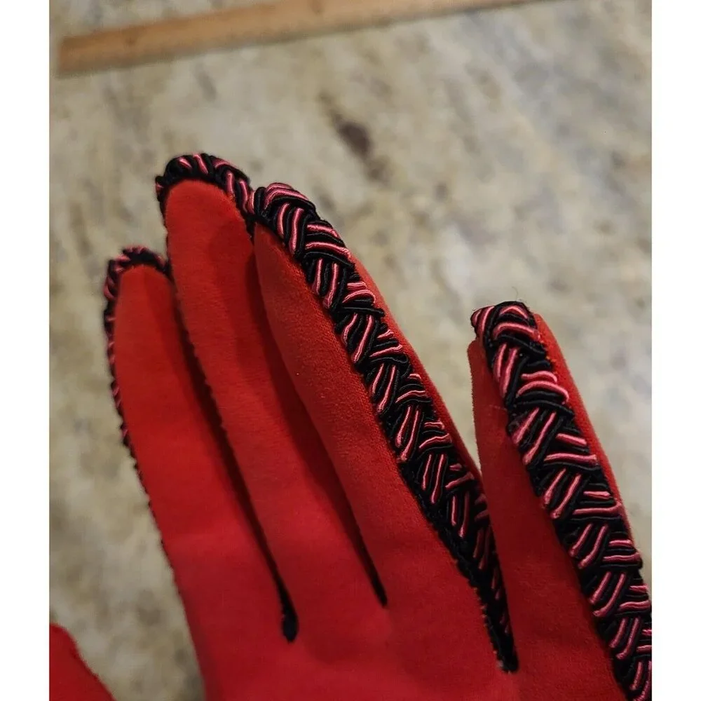 New! Vintage Size M 7 Red Black Stretch Formal 8.5